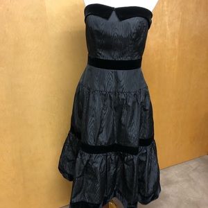Kay Unger Strapless Moire Silk Cocktail Dress
